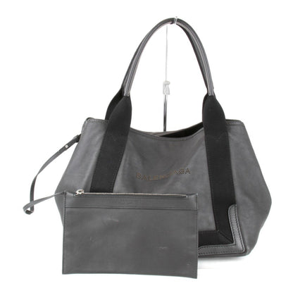 Balenciaga Navy Cabas 339933 Handbag Leather Black