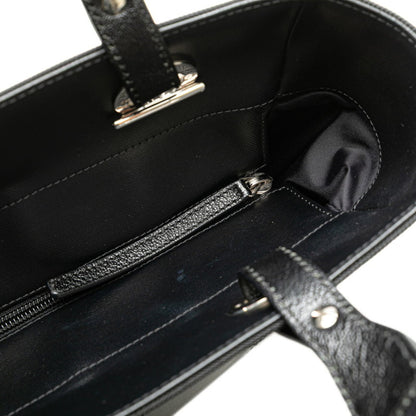 Chanel Paris Biarritz Tote Pm Bag Shoulder Black Leather Coated Canvas