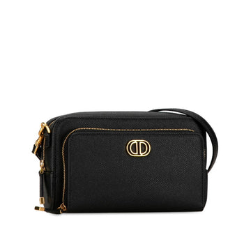Christian Dior Dior Caro Double Pouch Shoulder Bag Black Leather