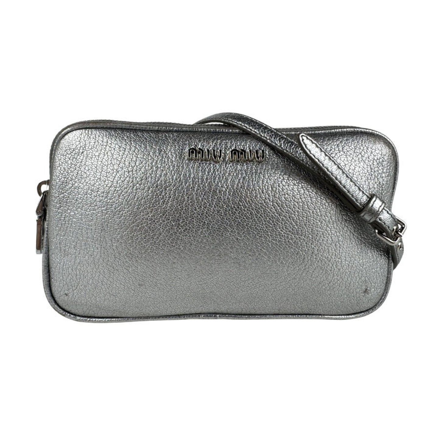 Miu Miu Miu Shoulder Bag In Silver Leather For Women