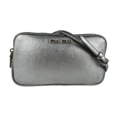 Miu Miu Miu Shoulder Bag In Silver Leather For Women