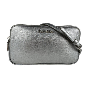 Miu Miu Miu Shoulder Bag In Silver Leather For Women
