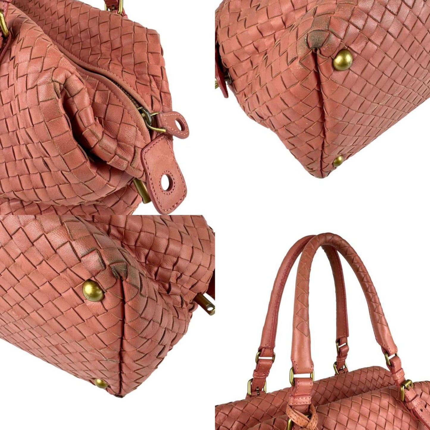 Bottega Veneta Intrecciato Leather Handbag In Coral Pink