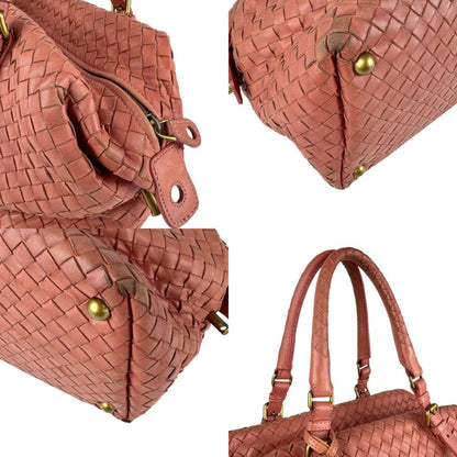 Bottega Veneta Intrecciato Leather Handbag In Coral Pink