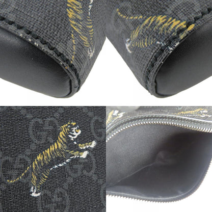 Gucci Shoulder Bag 474137 Gg Supreme Canvas Black Grey Tiger