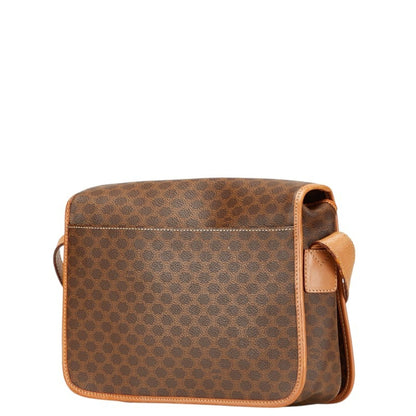 Celine Macadam Crossbody Shoulder Bag In Brown Leather