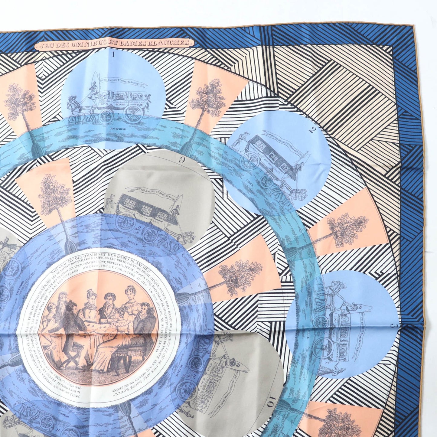 Hermes Carr Jean 90 "Jeux Omnibus Et Dames" 100% Silk Large Shawl/Scarf