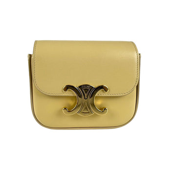 Celine Triomphe Mini Claude Leather Cream Shoulder Bag