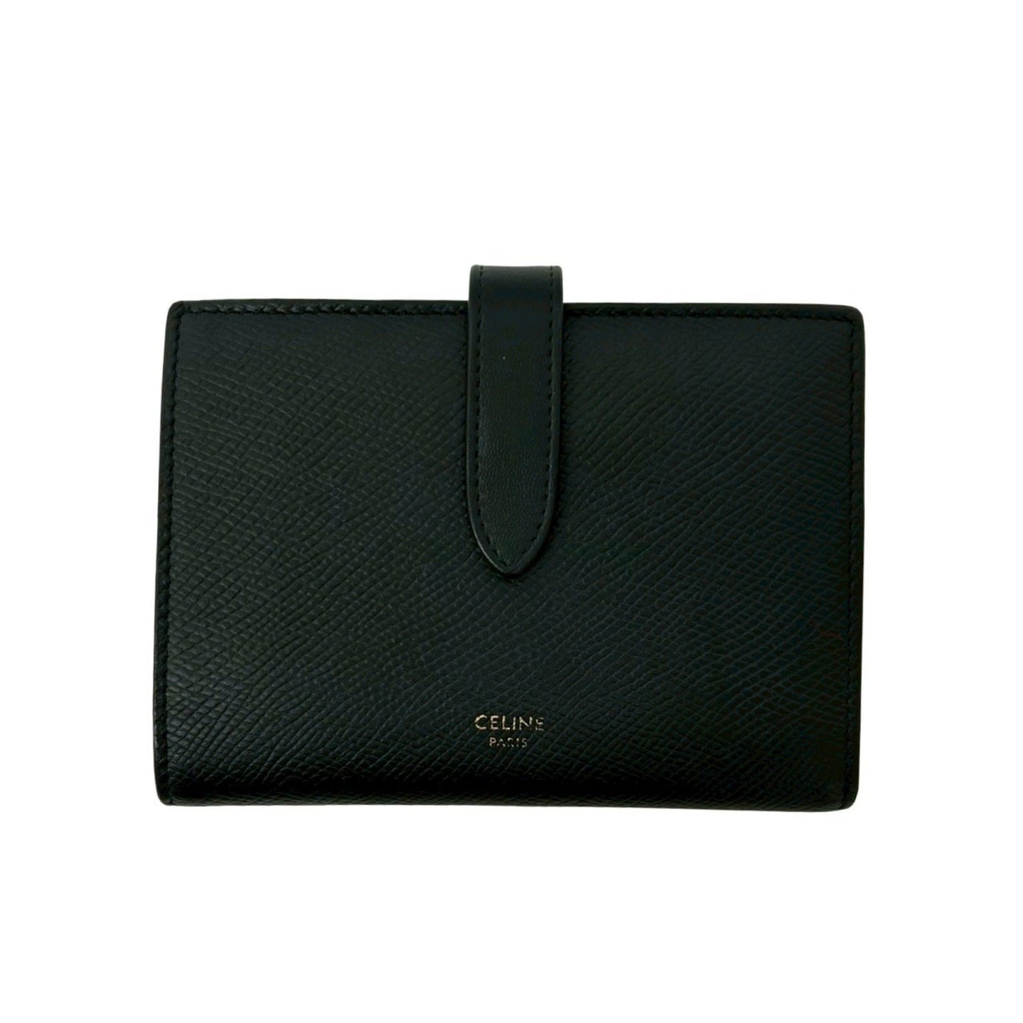 Celine Medium Strap Leather Compact Bifold Wallet With Coin Purse