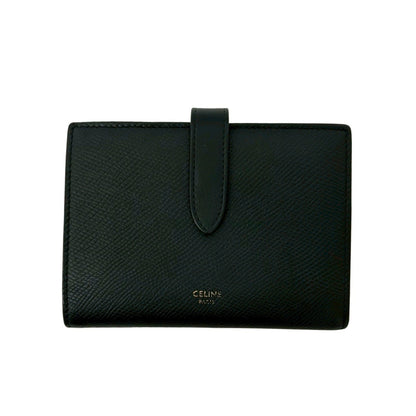 Celine Medium Strap Leather Compact Bifold Wallet With Coin Purse