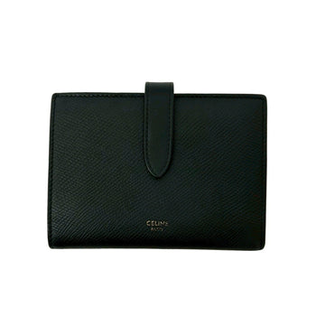 Celine Medium Strap Leather Compact Bifold Wallet With Coin Purse