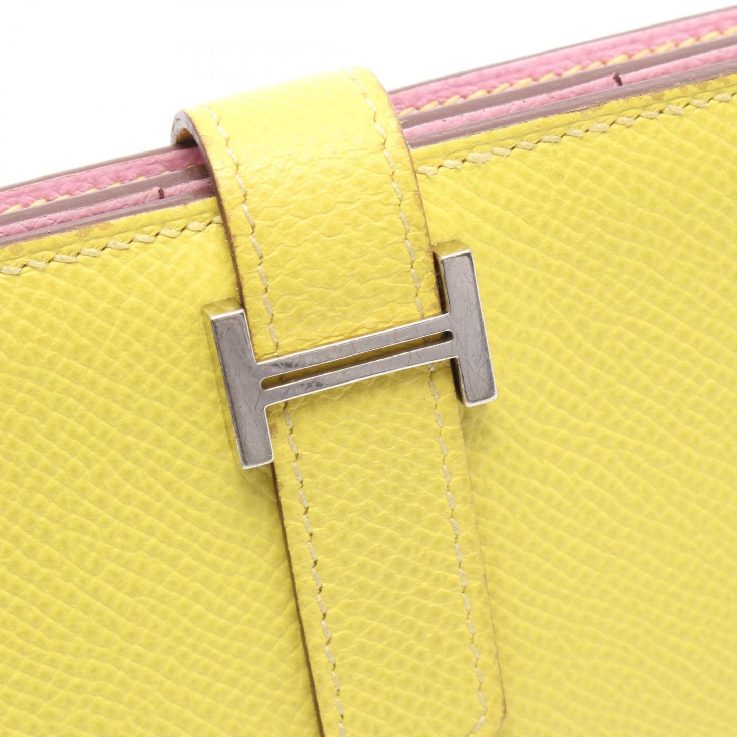 Hermes Herms Bearn Soufflet Verso Lime Mauve Silvestre Bifold Long Wallet