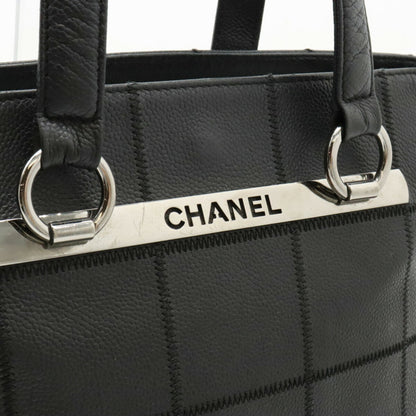 Chanel Chocolate Bar Tote Bag Leather Black