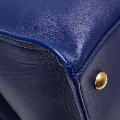 Saint Laurent Ysl Logo Petit Cabas Handbag/Shoulder Bag 2Way 311210 Blue Leather