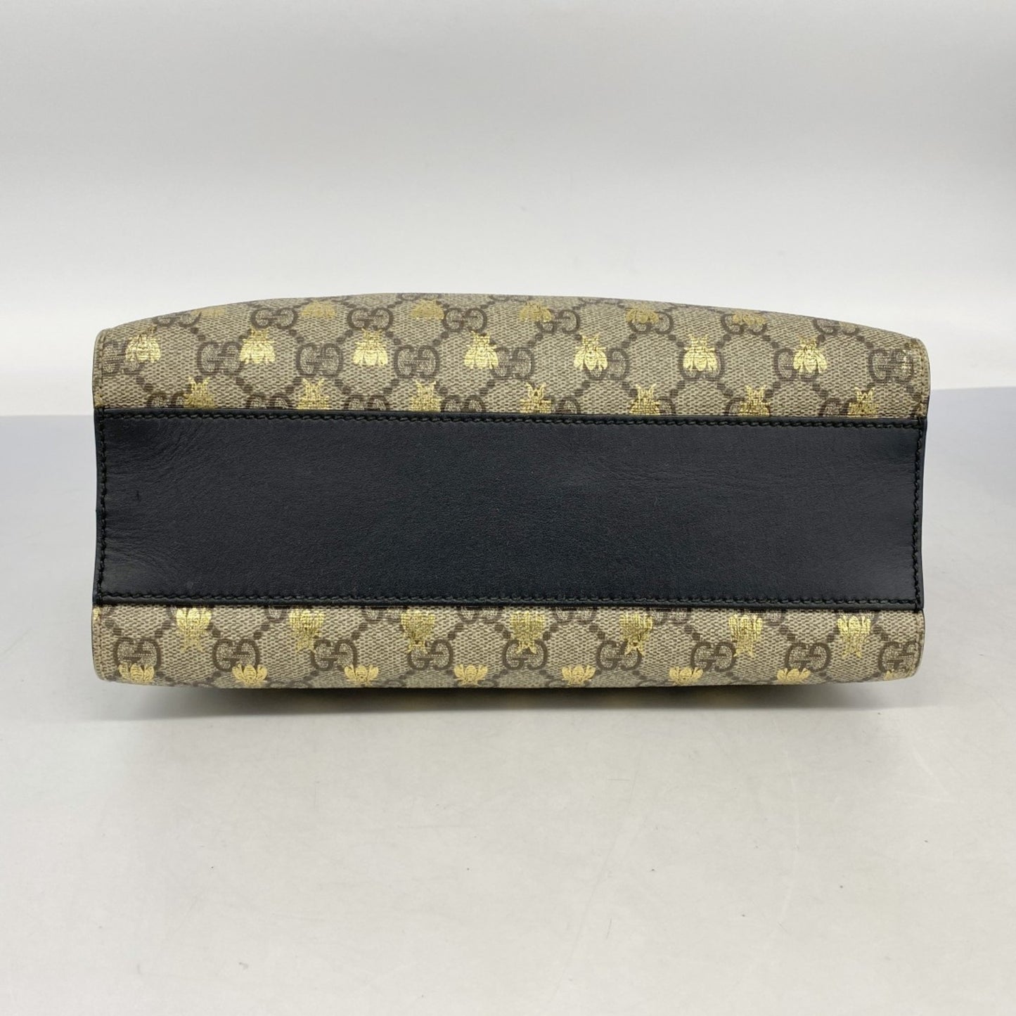 Gucci Gg Supreme Bee Shoulder Bag 498156 Leather Brown Black