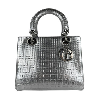 Christian Dior Handbag Shoulder Bag Lady Leather Silver