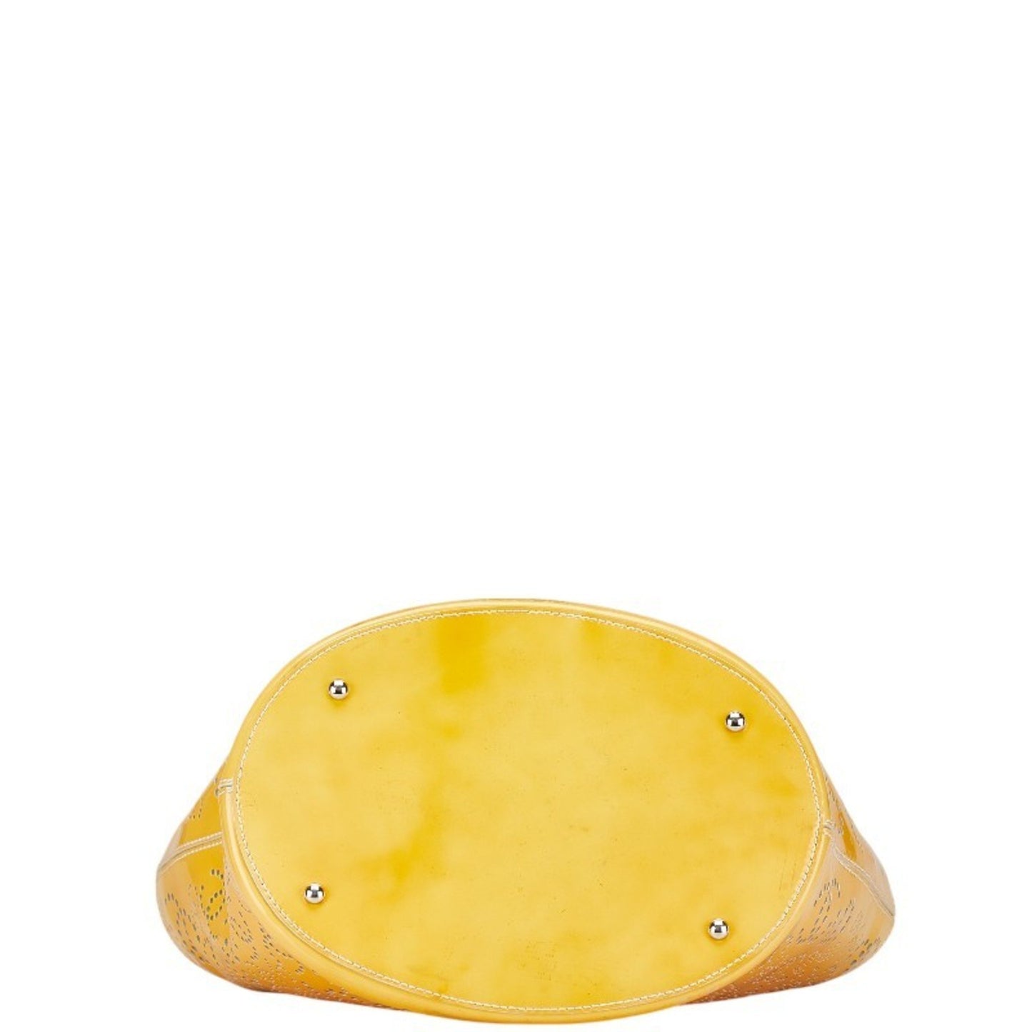 Chanel Perforated Coco Mark No. 5 Handbag Tote Bag Yellow Patent Leather