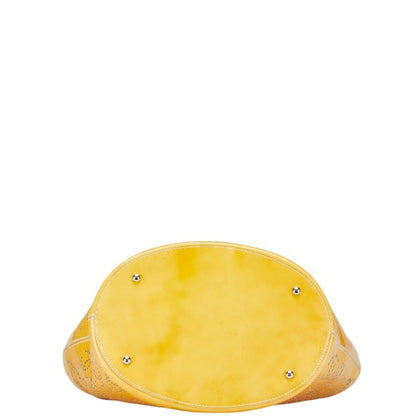 Chanel Perforated Coco Mark No. 5 Handbag Tote Bag Yellow Patent Leather