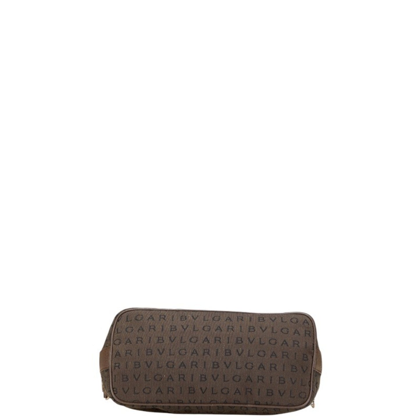 Bvlgari Logomania One-Shoulder Bag Handbag Brown Canvas Leather