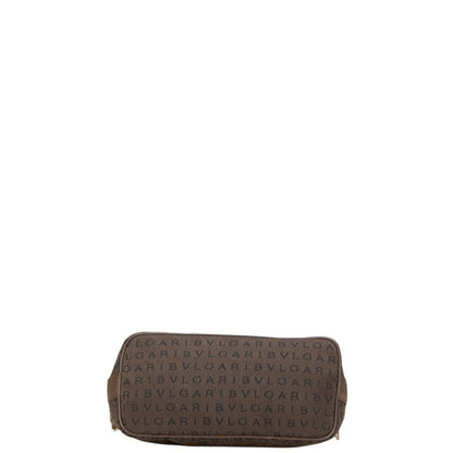 Bvlgari Logomania One-Shoulder Bag Handbag Brown Canvas Leather