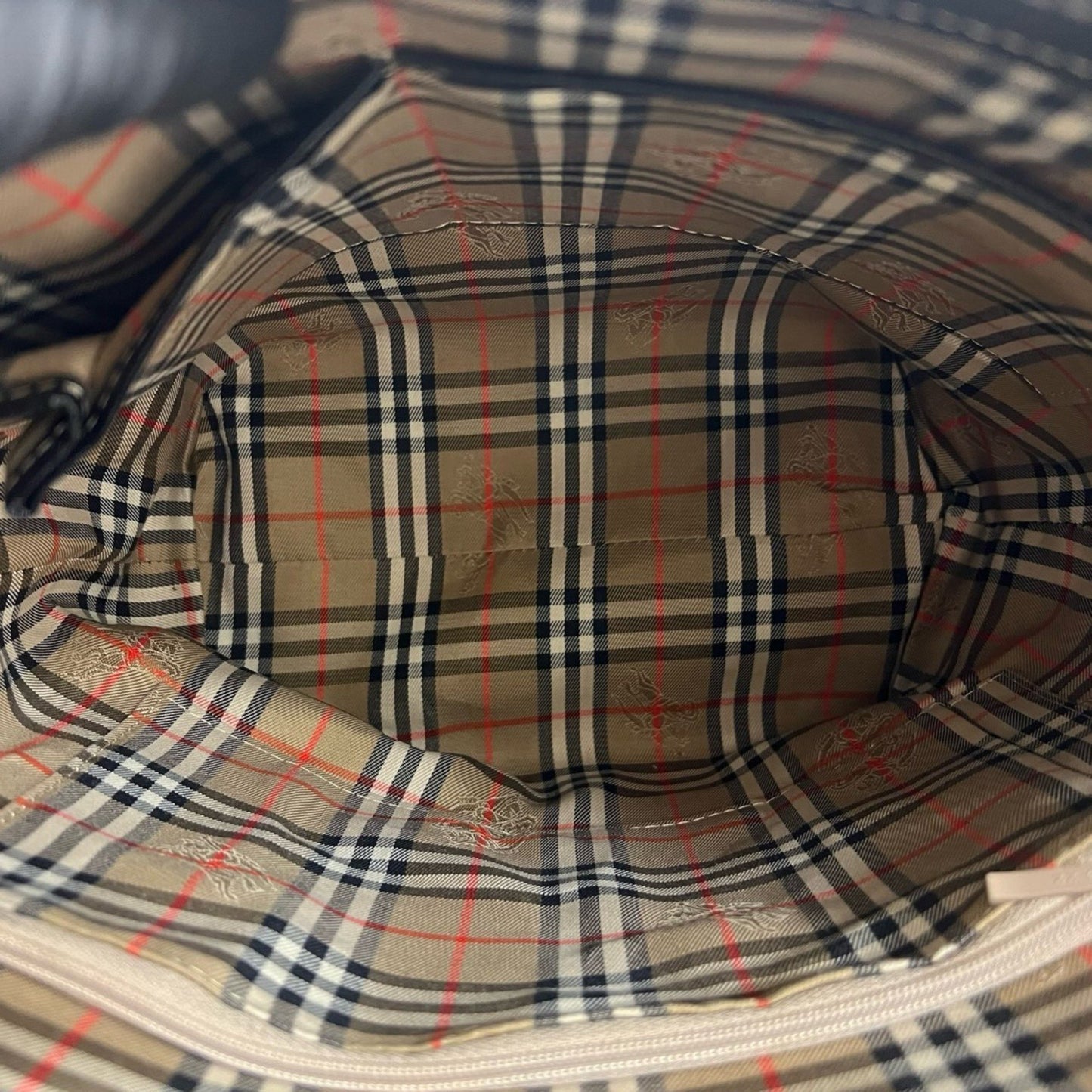 Burberry Logo Plate Leather Tote Bag