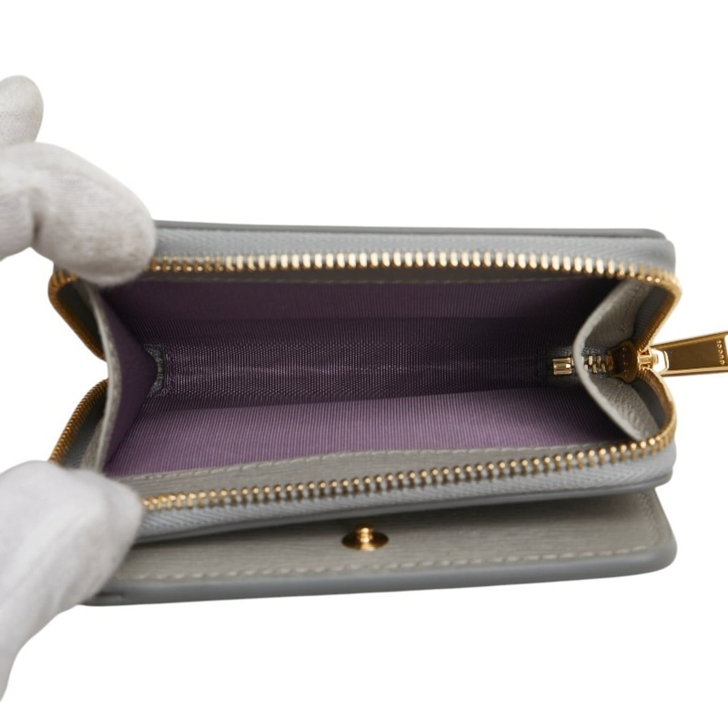 Gucci Script Mini Bifold Wallet 772639 Gray Leather