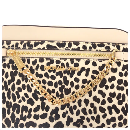 Michael Kors White Gold Hardware Pony Leather Shoulder Bag Pochette