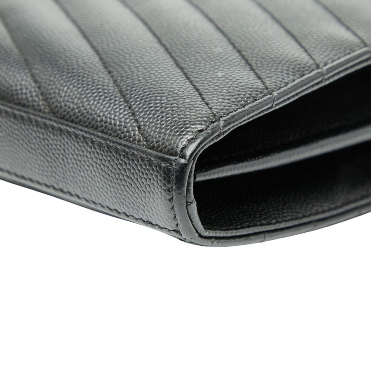 Saint Laurent Cassandra Ysl Logo Chain Wallet In Black Leather