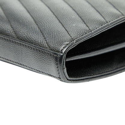 Saint Laurent Cassandra Ysl Logo Chain Wallet In Black Leather