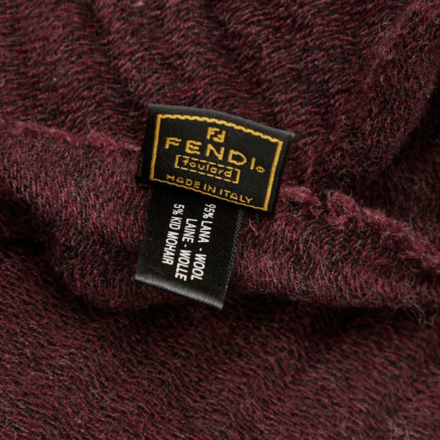 Fendi Logo Scarf In Wine Red