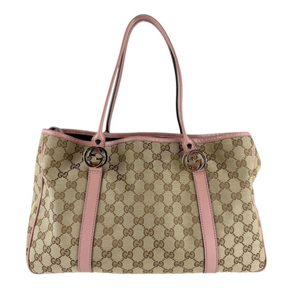 Gucci Gg Canvas Shoulder Bag In Pink And Brown