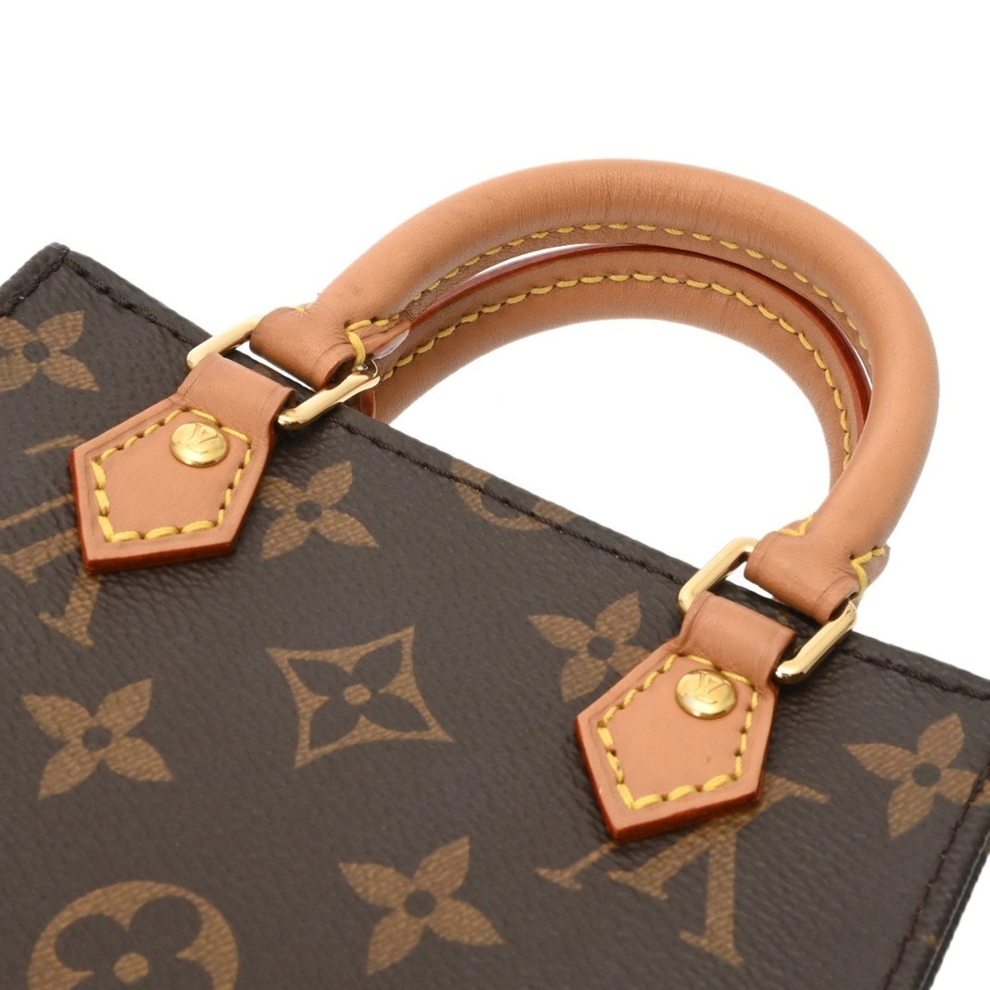 Louis Vuitton Monogram Petite Sac Plat (Old Model) 2-Way Brown M69442
