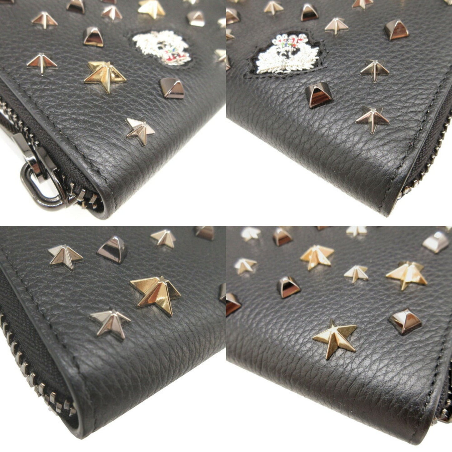 Christian Louboutin Panettone Studded Leather Black Round Long Wallet 0121Christian