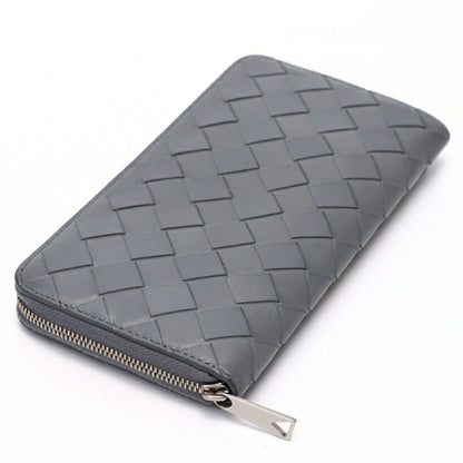 Bottega Veneta Intrecciato Zip Around Wallet Round 749427 Leather Gray K-157902