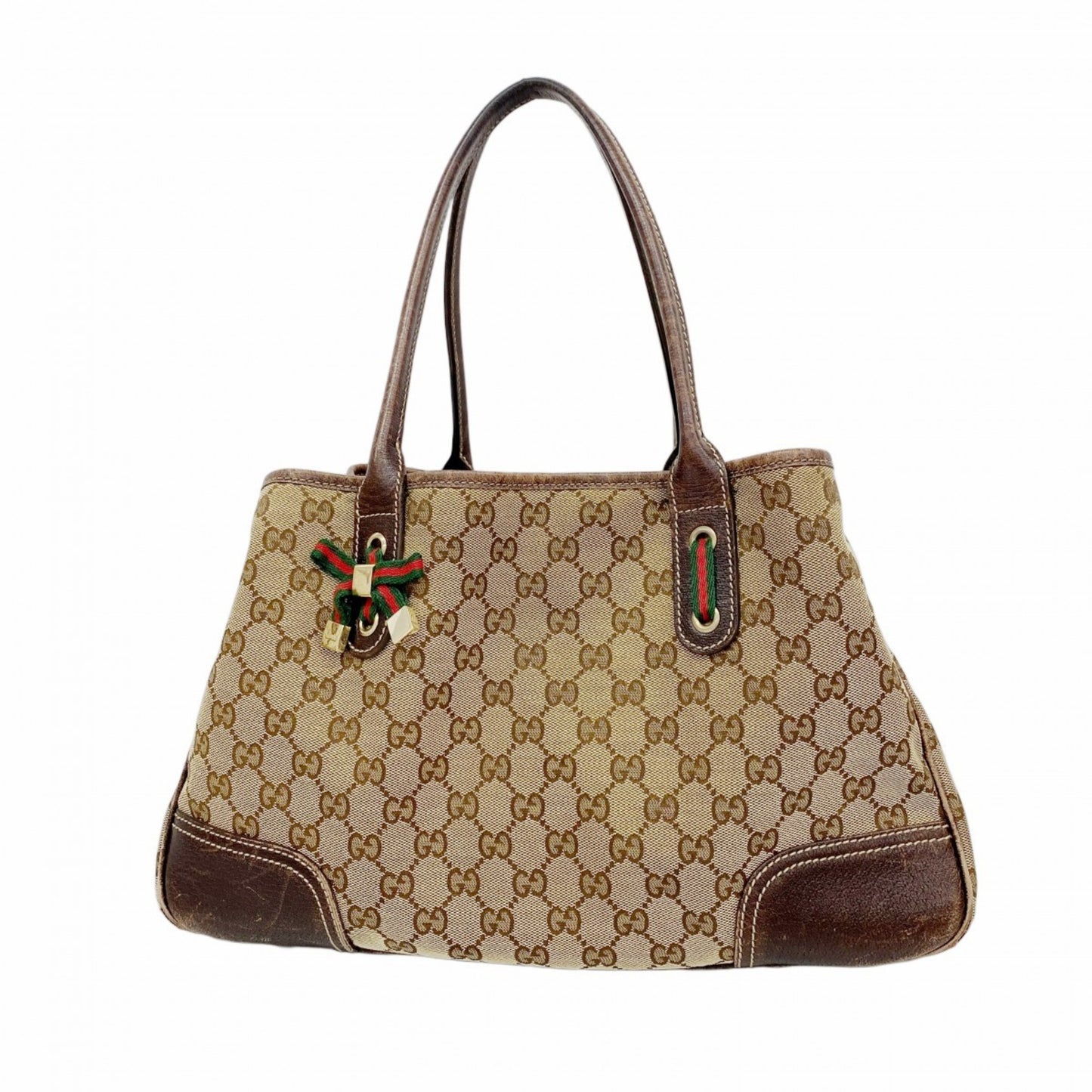 Gucci Gg Canvas Sherry Line Tote Bag 163805 Brown Champagne