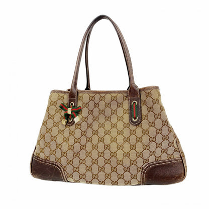 Gucci Gg Canvas Sherry Line Tote Bag 163805 Brown Champagne
