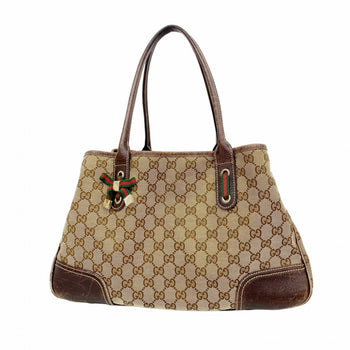Gucci Gg Canvas Sherry Line Tote Bag 163805 Brown Champagne