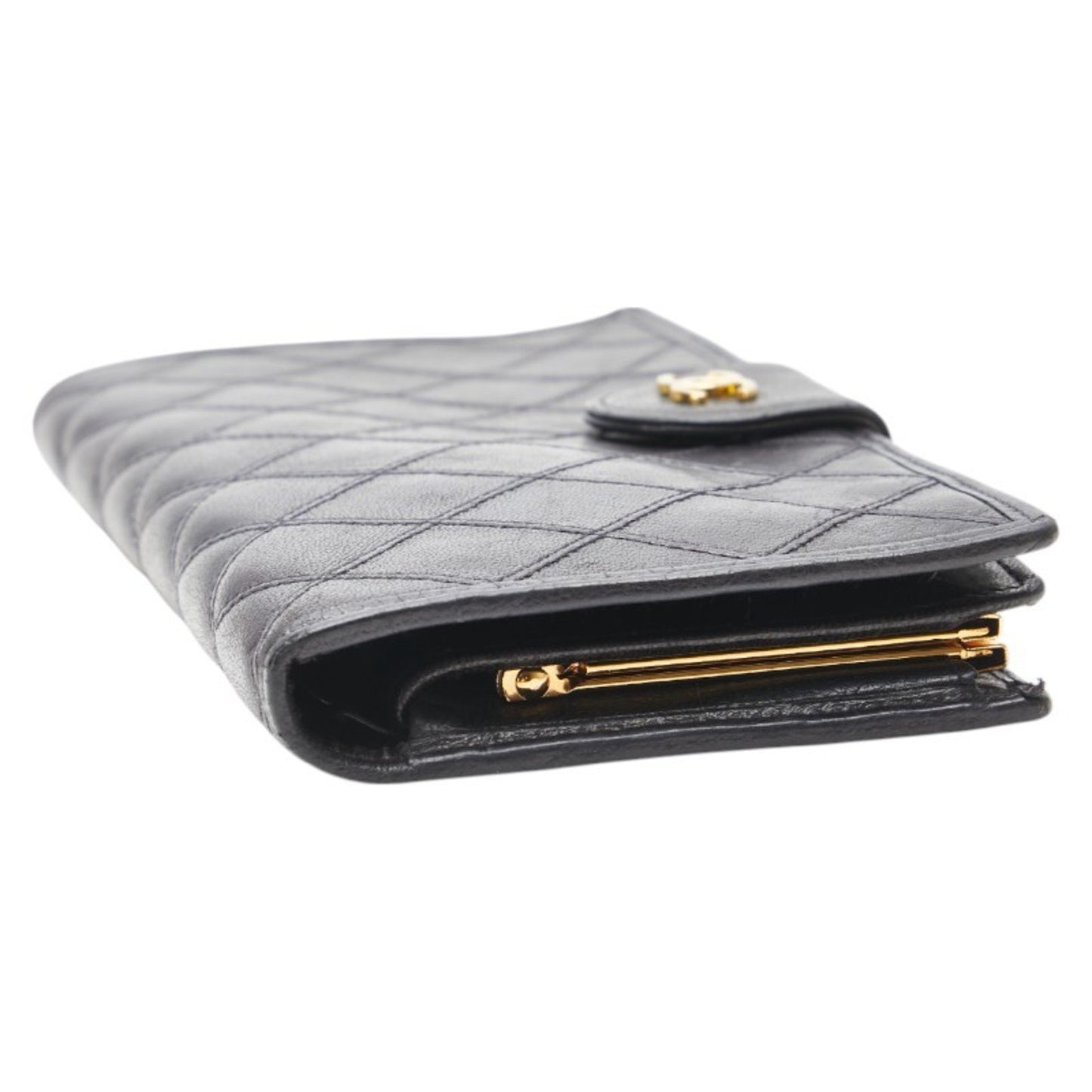 Chanel Bicolor Coco Mark Clasp Long Wallet In Black Lambskin