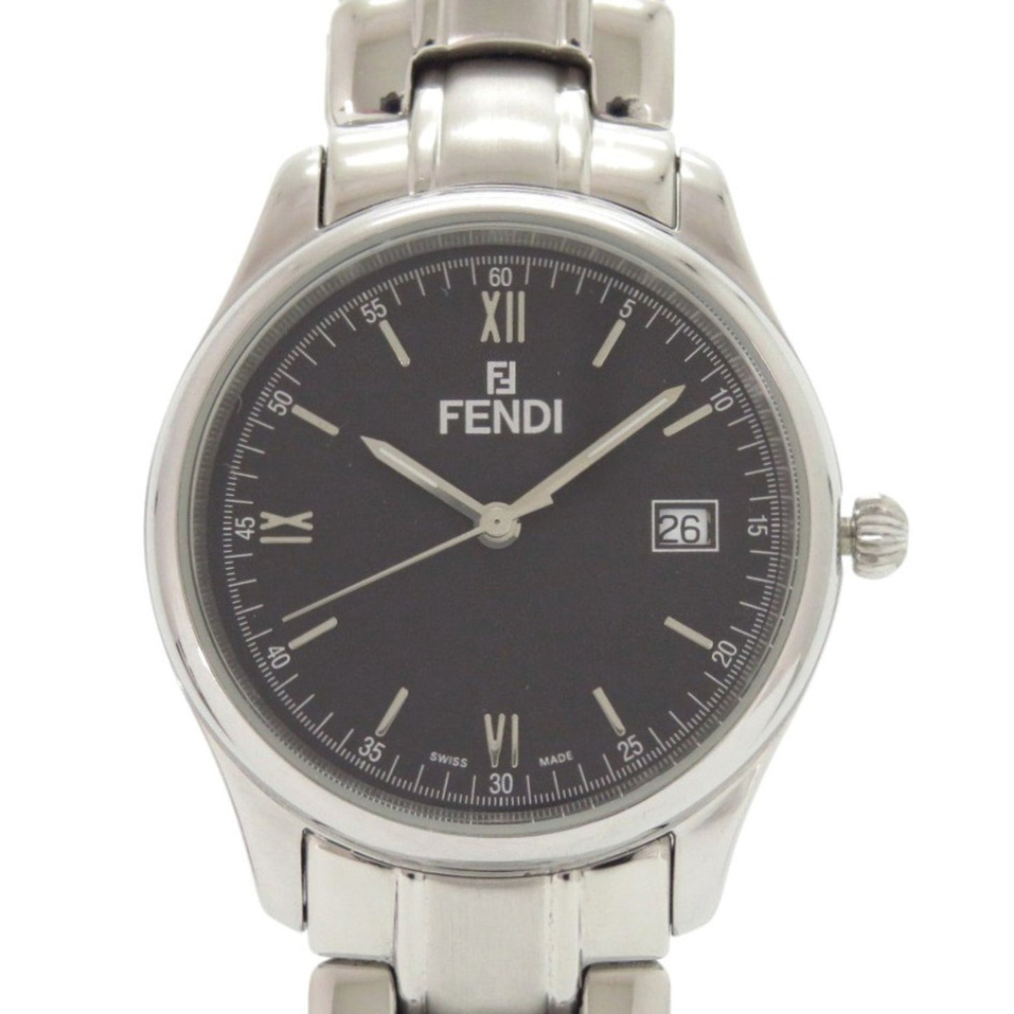 Fendi 210G Stainless Steel Black Dial Silver Quartz Watch 1818 Fendi