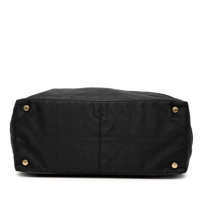 Chanel New Travel Line Handbag Tote Bag Black Nylon Leather