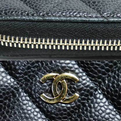 Chanel Classic Long Zip Wallet Round Black A50097