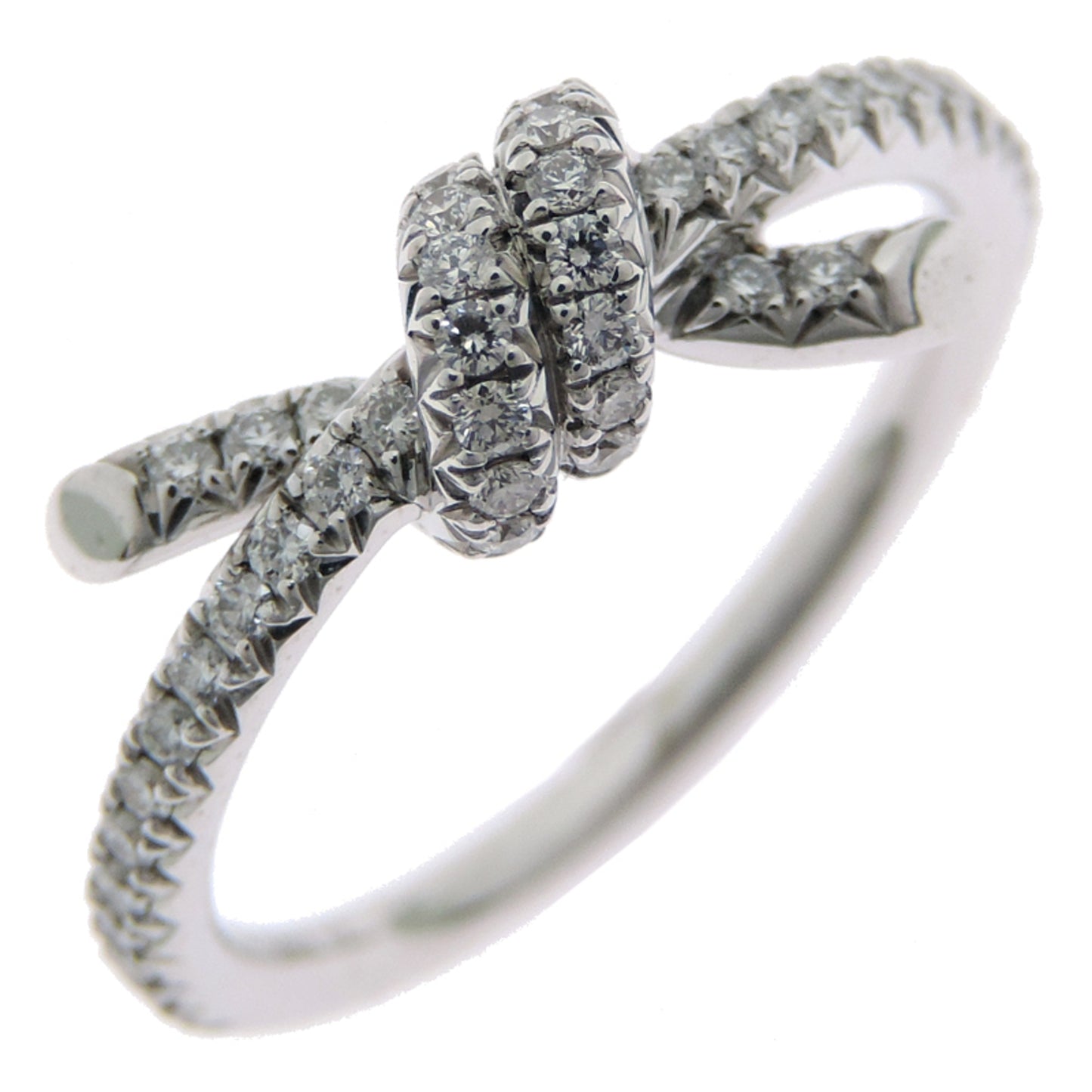 Tiffany Knot Diamond Women'S Ring In 750 White Gold
