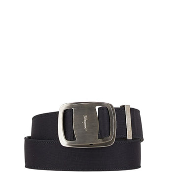 Salvatore Ferragamo Vara Buckle Belt Size: S Black Silver Leather Nylon
