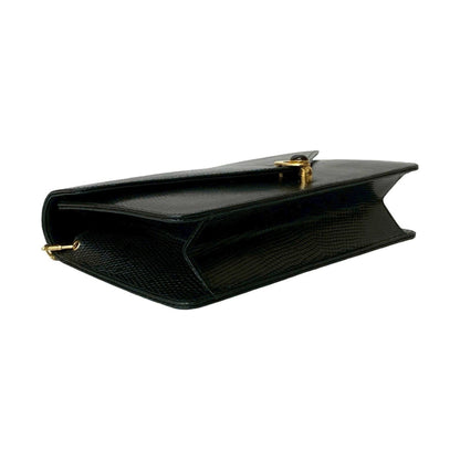 Gucci Old Gucci Leather Genuine Chain Shoulder Bag Pochette Black 41510