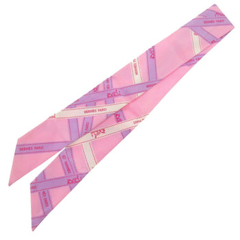 Hermes Twilly Bolduc Bolduc Silk Pink Scarf Muffler 0104 Hermes