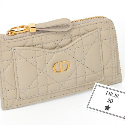Christian Dior Dior Caro Cosmos Zip Card Holder Case S5131Uwhc_M116 Cannage Calfskin Beige K-157764