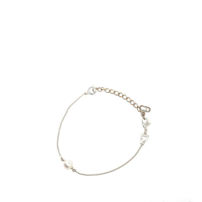 Christian Dior Dior Bracelet Silver Fake Pearl Metal