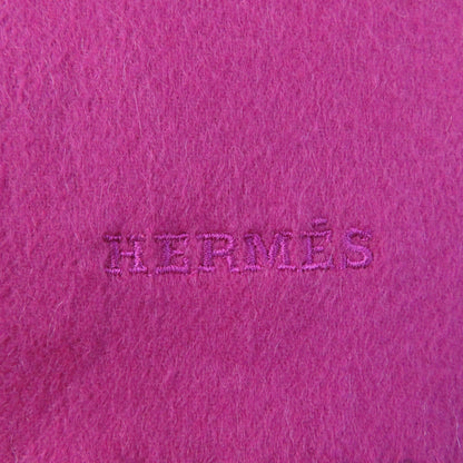 Hermes 100% Cashmere Scarf With Embroidered Logo And Fringe