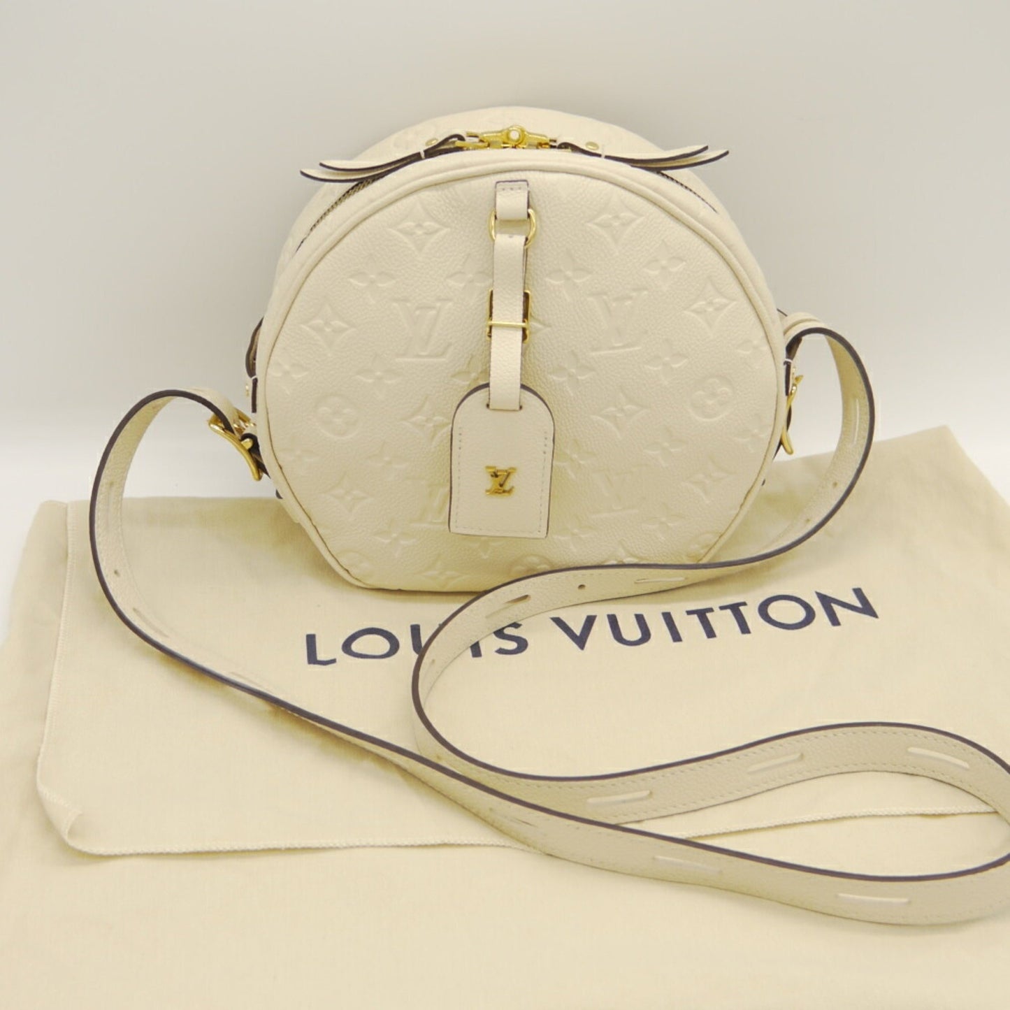 Louis Vuitton Poite Chapeau Souple Monogram Empreinte Creme Shoulder Bag M45276