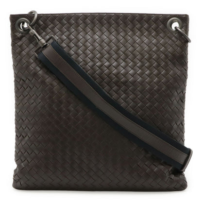 Bottega Veneta Intrecciato Shoulder Bag In Dark Brown